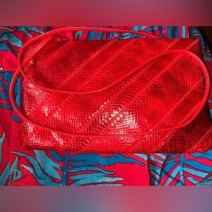 Vintage Ronay red, snakeskin and leather shoulder bag/clutch